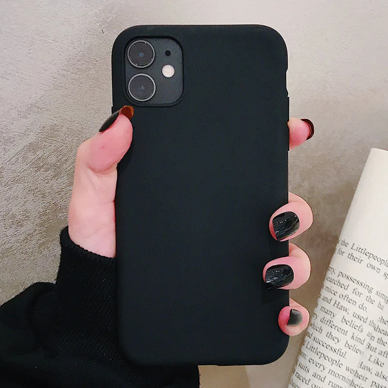 P0Black Чехол для телефона iPhone 11 Pro XR X Xs Max 8 7 6 Plus 6S 5S SE матовый Силиконовый чехол с мультяшной мышкой мягкая задняя крышка - Цвет: P0Black