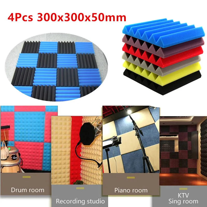 4Pcs 300x300x50mm Soundproofing Foam Acoustic Foam Sound Treatment