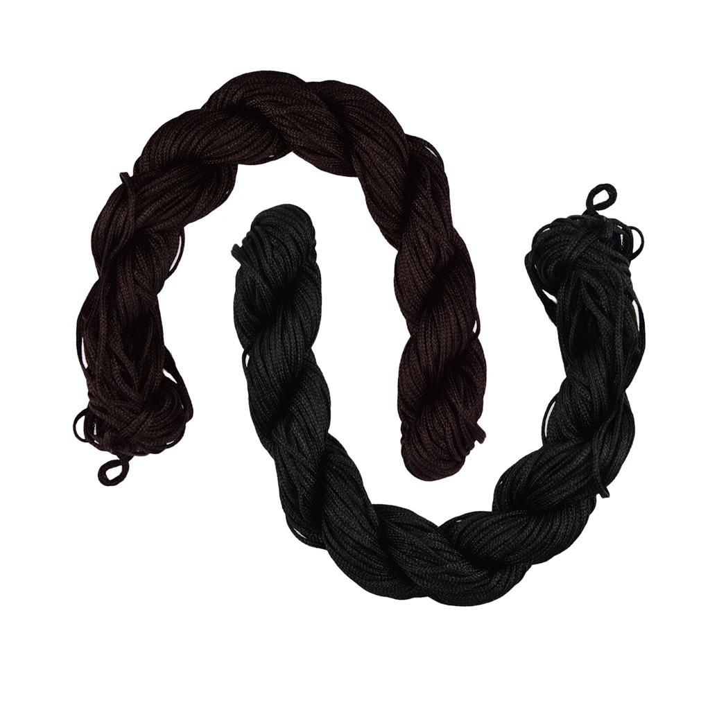 60m 1mm Braided Cord Chinese Knotting Macrame Cord String Brown & Black