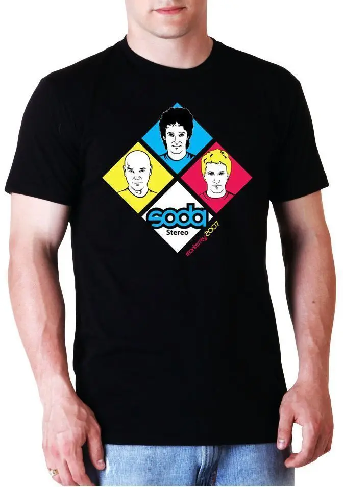

Soda Stereo Monterrey 2007 T Shirt Men'S Short Sleeve T Shirt Cotton Mens 100% Cotton Short Sleeve Print Text