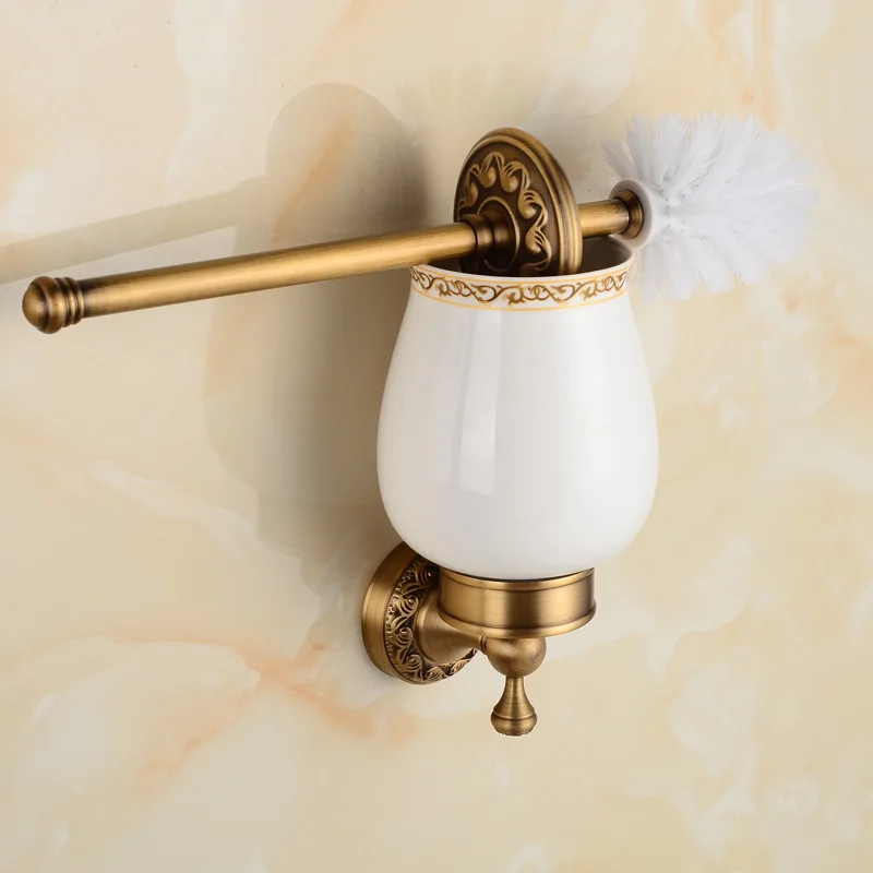 Retro Bathroom Accessories Set Wall Mount Antique Bath Towel Shelf Brass Rope Hook Copper Toothbrush Holder Brass Roll Paper Box