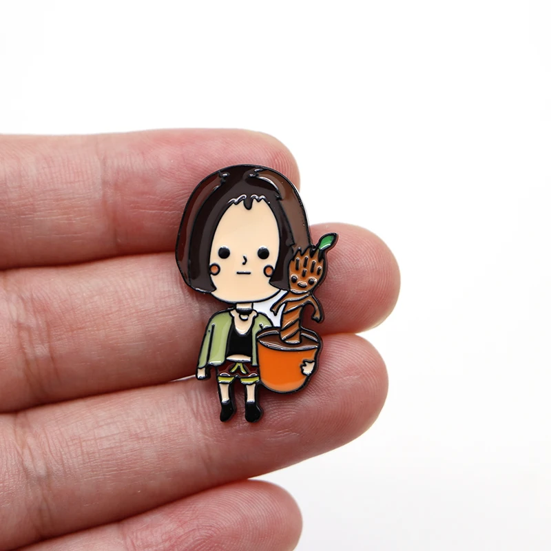 Эмалированная булавка Leon and Mathilda для детей, профессиональные броши-Значки для лацкана, шапка, булавки "сумка", Женская Брошь, пара, значок A68