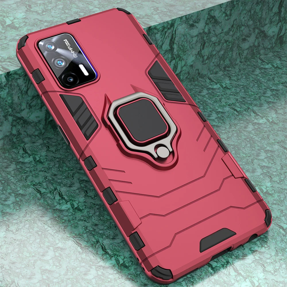 KEYSION غلاف واقي مضاد للصدمات ل Realme GT 5G GT Neo حامل حلقي الهاتف الغطاء الخلفي ل OPPO Realme X7 ماكس 5G الهند X7 برو الترا