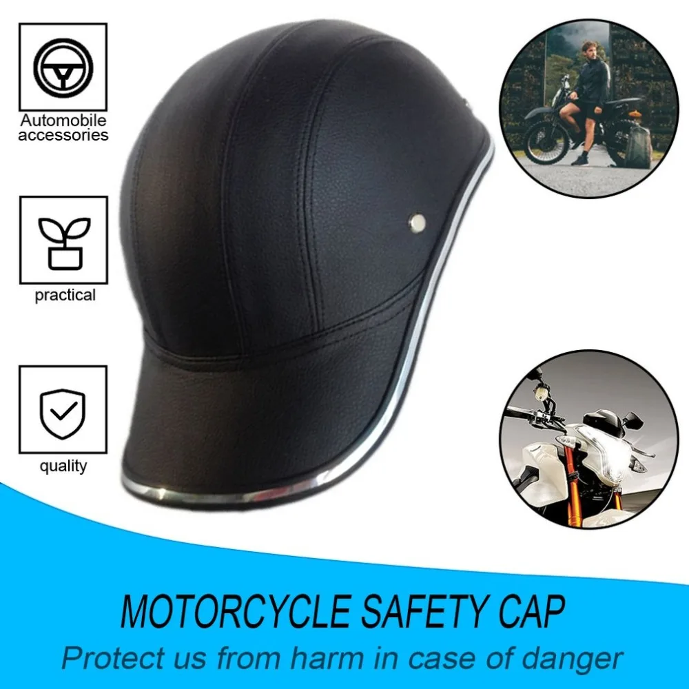 Мотоциклетный велосипедный скутер половина шлем из искусственной кожи бейсбольная кепка стиль унисекс модная жесткая шляпа Открытый шлем безопасности