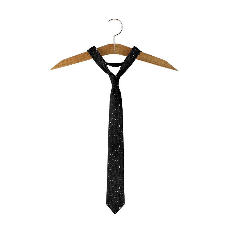 New 8cm Wide Black Tie Men's Cute Fun Kitten Dark Style Neckties Hip-Hop Street Shirt Accessories Casual Business Wedding Party