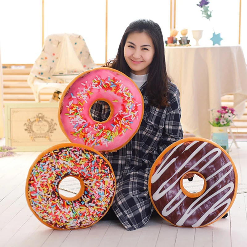 Плюшевая подушка "пончик" игрушка диван пол внутреннее сиденье Подушка задняя подушка в виде еды дети играть чтение автомобиль путешествия подушка 40 см