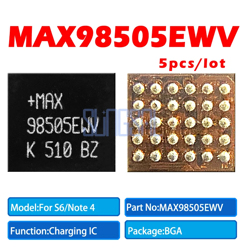 5 шт./лот 100% оригинальный MAX98505 MAX98505EWV для samsung G9200F NOTE4 S6 N910F ic зарядки питания |