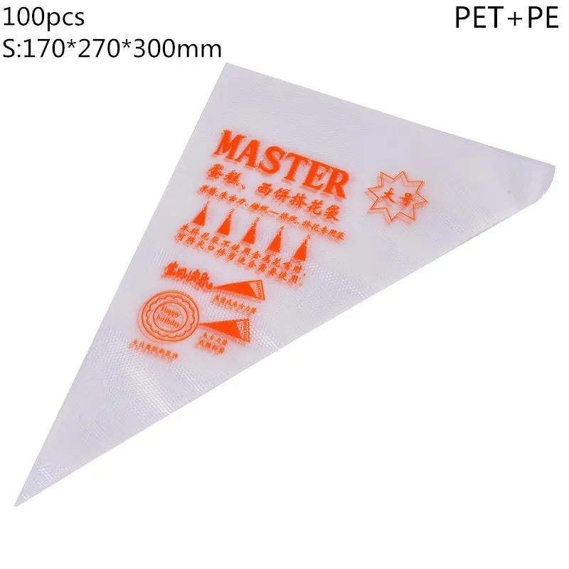 100pcs S 10/100/200/300 шт одноразовый мешок для теста глазировки с изображением торта Декор кекса сумки Fondant(сахарная) крем торт Кондитерская насадка для выпечки Инструменты - Цвет: 100pcs S