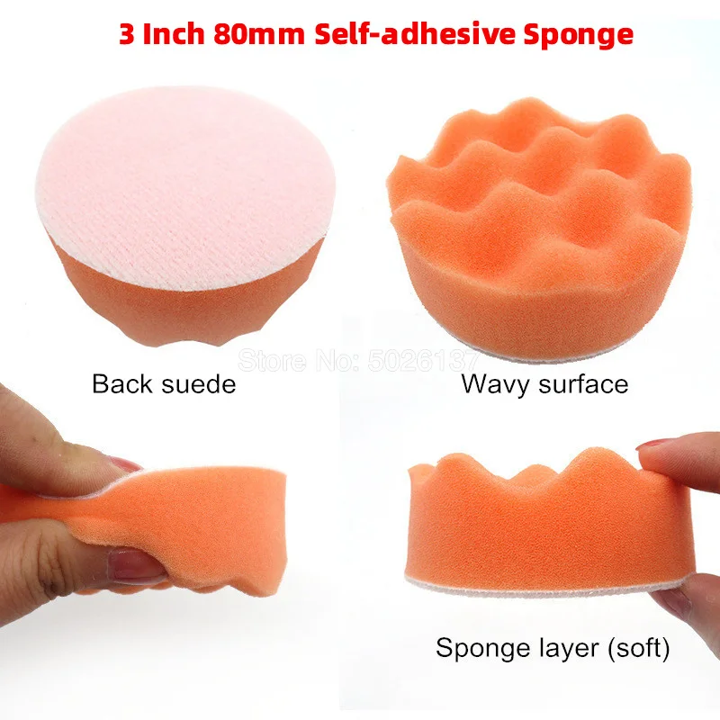 

1Pcs 3 Inch 80MM Wavy Sponge Disc Car Beauty Waxing Polishing Tool Wave Sponge Ball Self-adhesive Wheel Automotive Disc