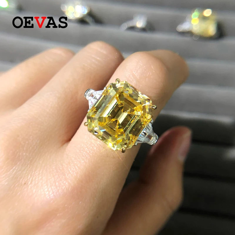 OEVAS 100% 925 пробы серебро 14*16 мм топаз с высокоуглеродистым бриллиантом свадебное