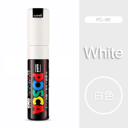 1 шт Uni Posca Краска Маркер ручка PC-8K ручка-широкий Tip-8mm 15 цветов - Цвет: Белый