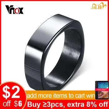 

Vnox Stylish 7mm Square Shape Men Ring High Quality Stainless Steel Male Punk Jewelry Black Gold Color