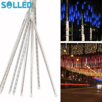 

8pcs 30cm Hollow LED Meteor Shower Lamp Fairy String Light Waterproof Stick Festival Xmas Party Decoration