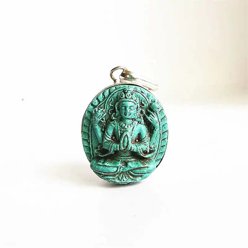 Тибетский амулет Будды Кулон Аква глина скульптура подвески TBP684|pendant amulet|stone