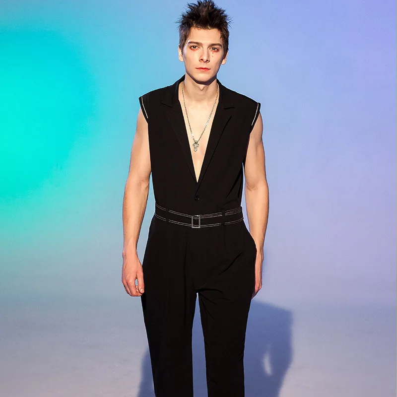 

Europe And America Suit Onesie Straight-Cut Loose-Fit Sleeveless MEN'S Trousers Trousers Large Size Workwear