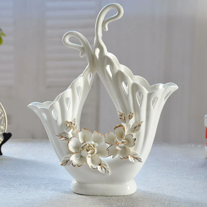

Exquisite Vase Vase Hollow out Craft Handmade ji hua Pinch Flowers Jade Porcelain Home Improvement Ceramic Ornament