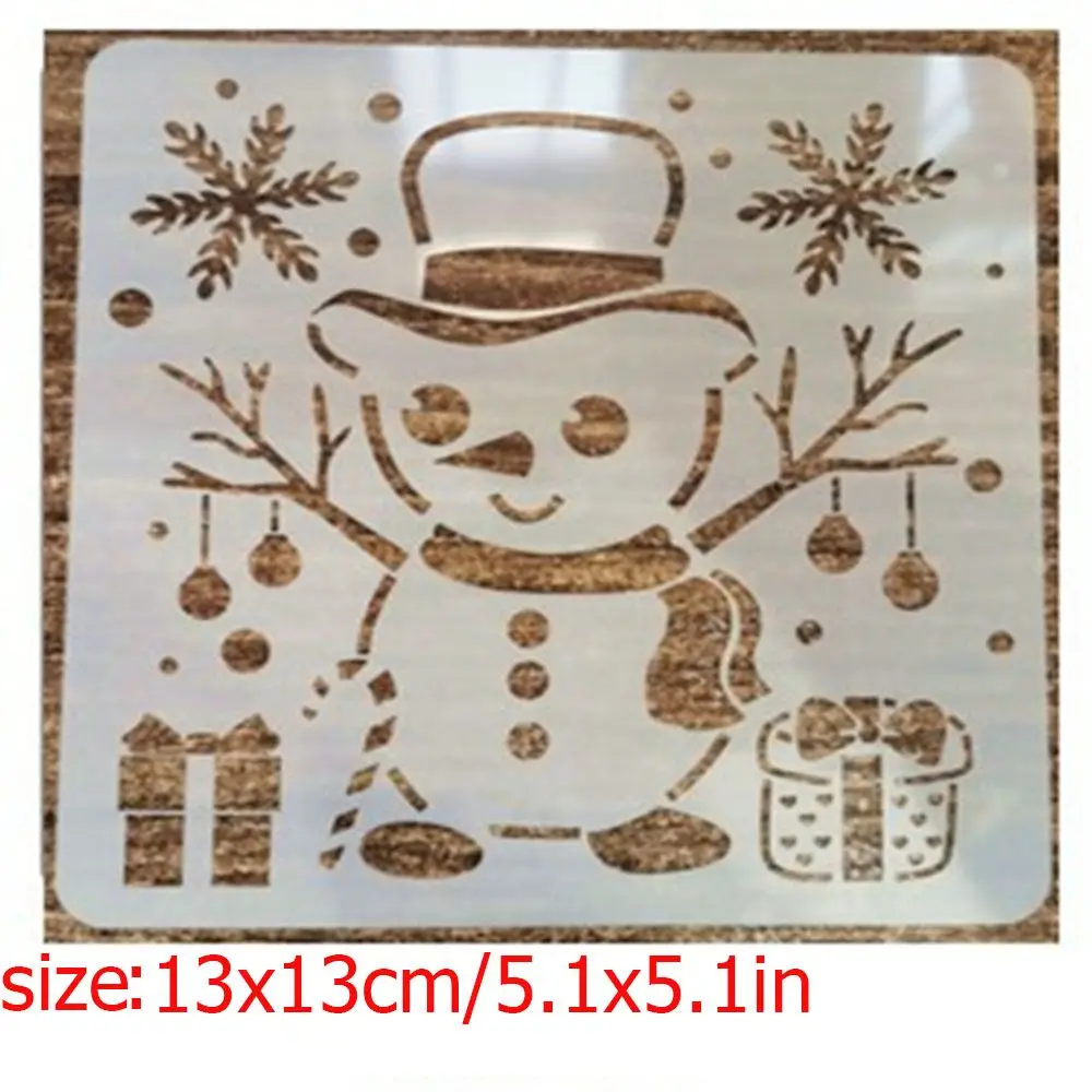 Estêncil Boneco Neve Natal - 18 Peças Reutilizável Pintura Artesanato