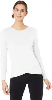 

2020 Women Studio Long-Sleeve Cross-Front T-Shirt Short Casual Cotton O-Neck