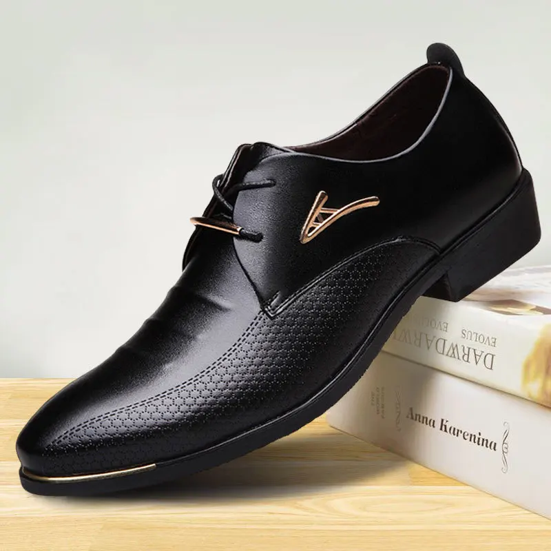 

2019 Men Dress Casual Shoes Fashion Handmade Style Paty Leather Wedding Shoes Men Flats Leather Oxfords Formal Male Shoes U6-40