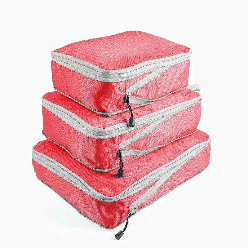 P 3PCS Waterproof Compressible Portable Clothes Storage Bag Organizer Bags Cloth Storage Closet Organizer Set For Travel - Цвет: P