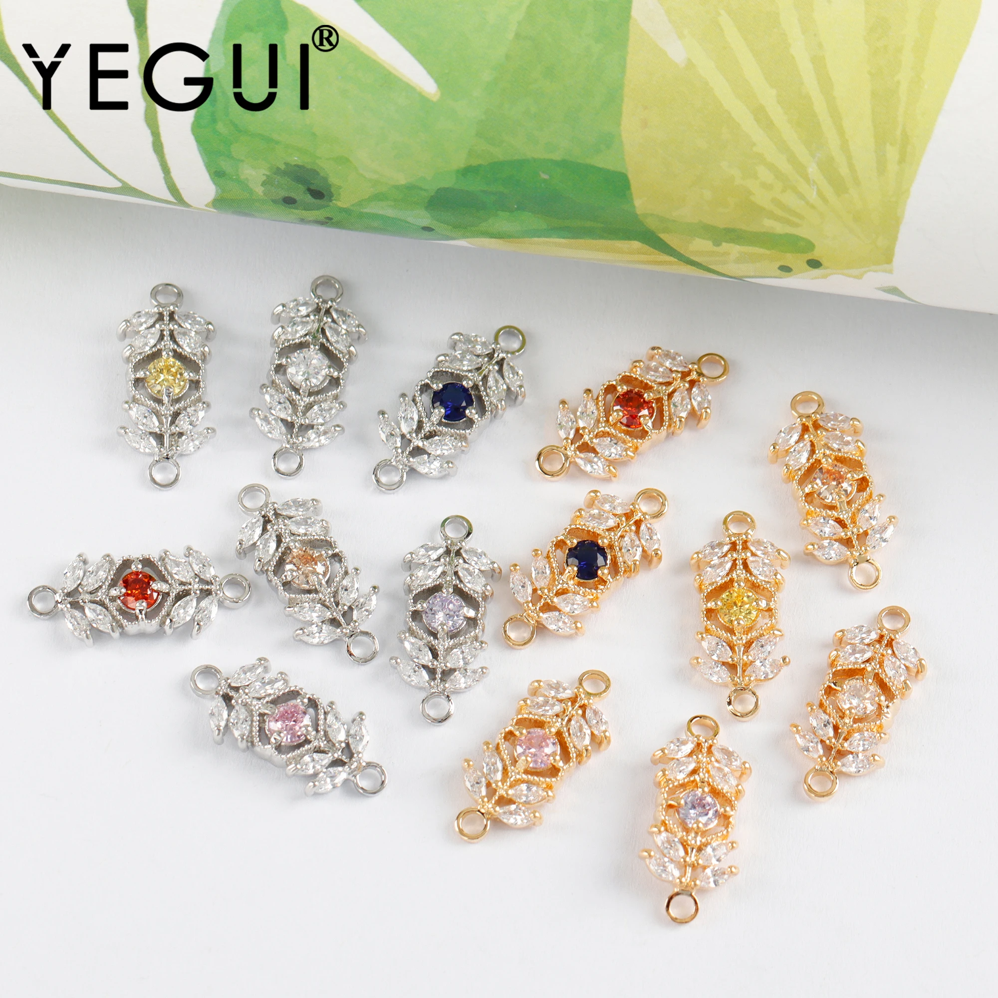 

YEGUI M1029,jewelry accessories,18k gold plated,copper metal,rhodium plated,zircons,charms,diy earrings,jewelry making,6pcs/lot