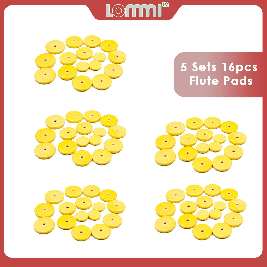 

LOMMI 5 Sets 16 pcs Flute Pads For Yamaha Size Replacement A Grade Closed Hole Leather Pad Music Woodwind Pads
