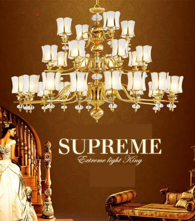 Винтажная медная люстра с 28 головками большая латунная лампа для гостиной