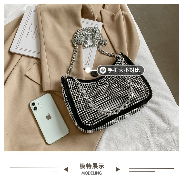 2022 Diamond Underarm Bags for Women Summer New Quality Female PU Leather Luxury Designer Handbag Shoulder Messenger Bag Bolsos