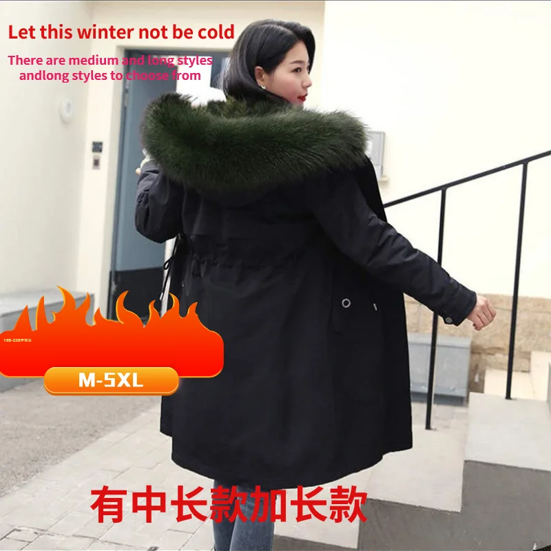 Women's plus size parka coat pregnant women winter fur long coat fox fur trench hooded pregnant women thick warm jacket