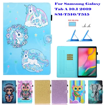 

Cartoon Case For Galaxy Tab A 10.1 2019 SM-T510 SM-T515 10.1 inch Protective Shell PU Leather Stand Magnet Smart Funda Cover