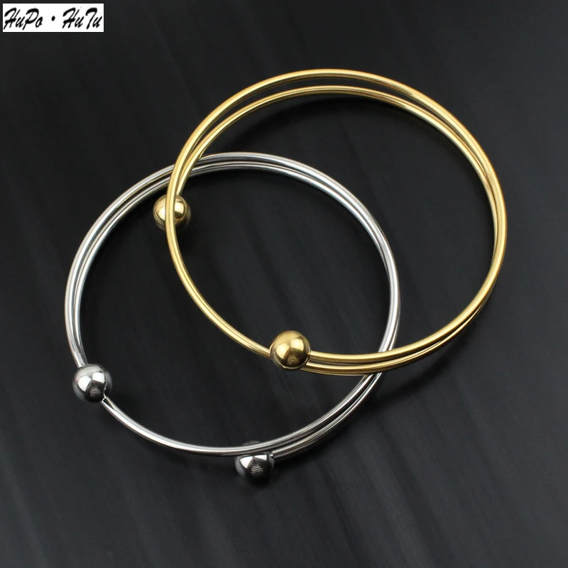 

Dual-layer double-spherical stainless steel bracelet popular compact vacuum plating gold jewelry manufacturer