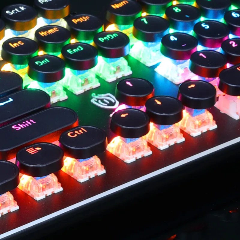 104 шт ключ Кепки s с причудливыми светодиодный игровая механическая клавиатура Punk круглый ключ Кепки 104 подсветкой клавиш стильный плеер стилизованные