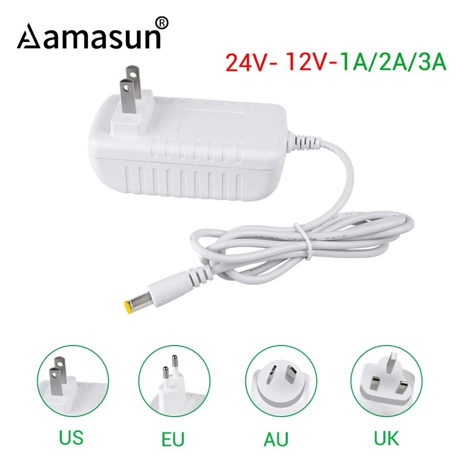 AC 110 В/220 В к DC 12 В 24 В питание трансформатор освещения 1A 2A 3A питания со светодиодной полосой адаптер конвертер зарядное устройство светодиодный драйвер