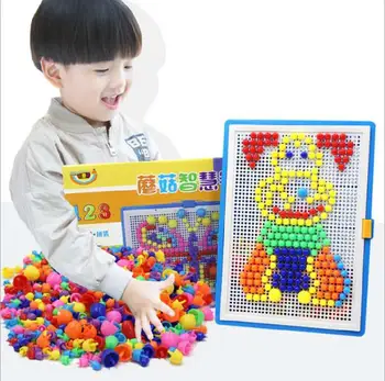 

296pcs Mosaic Picture Puzzle Toy Children Composite Intellectual Educational Mushroom Nail Kit Toys BM88