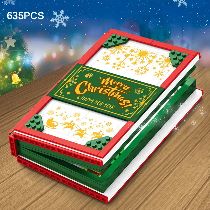 

2019 Xmas gifts Christmas scene book building block Santa Claus Elk figures bricks toys collection for children