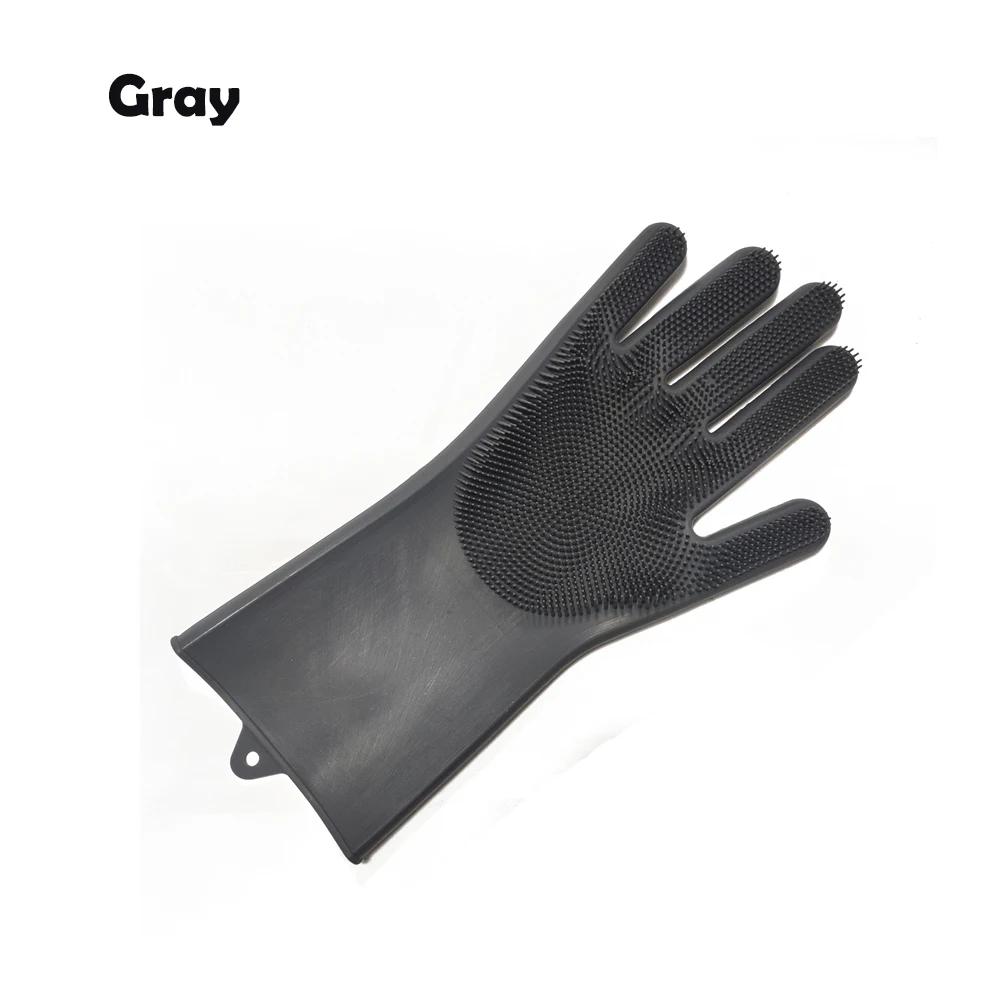Gray right 1 шт Силиконовые перчатки для мытья посуды с чистящей щеткой, перчатки для мытья кухонной посуды, перчатки для мытья посуды - Цвет: Gray right