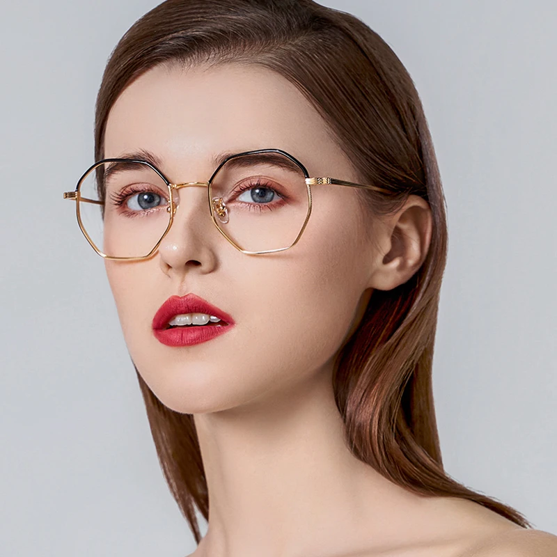 

Titanium Vintage Glasses Frame Women Men Optical Polygon Eyeglasses Myopia Prescription Spectacle Frames Clear Eyewear Oculos