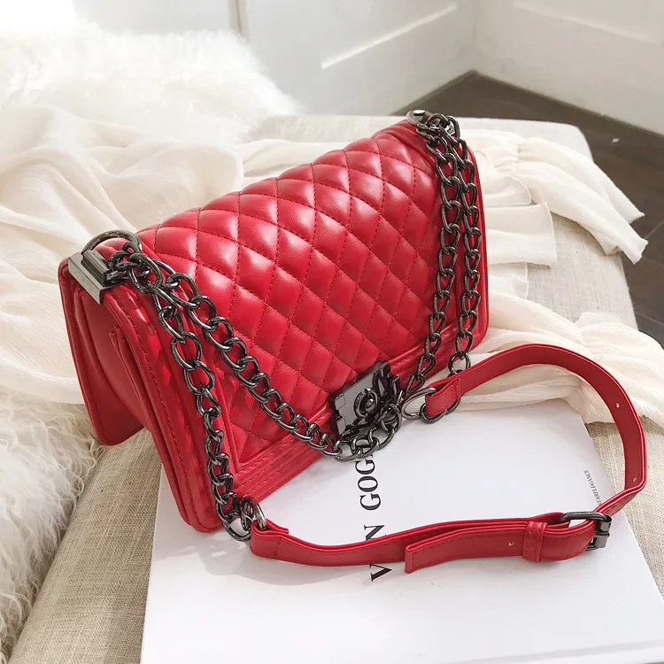 

CHIC Bag Women's Retro Textured Simple Rhombus Chain 2019 New Style Korean-style Versatile Shoulder Square Sling Bag