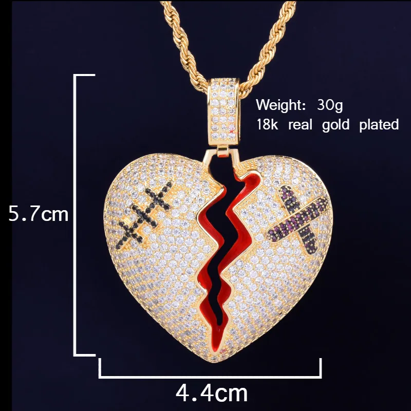 Broken Heart Necklace Pendant | Cubic Zircon Pendant