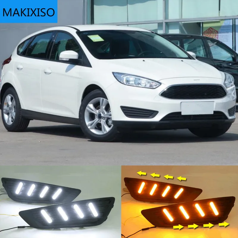 

2 шт. для Ford Focus 3 mk3 2015 2016 2017 2018 реле поворота и затемнения 12 в светодиодный ные Автомобильные дневные ходовые огни противотуманные фары