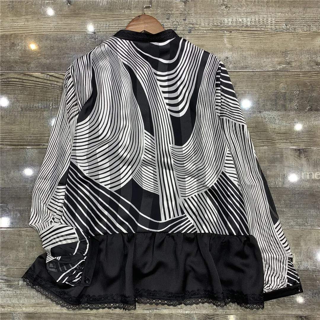 

2020 Spring Winter New Women's Fashion Striped Color Loose Temperament Shirt Chiffon Blouse Female Streetwear Oversize Blusas