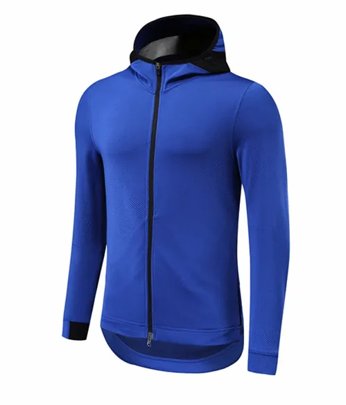 Высококачественные женские и мужские куртки для бега молодежное пальто на молнии толстовка с капюшоном баскетбольная спортивная куртка Костюмы для активного отдыха Топы - Цвет: Синий