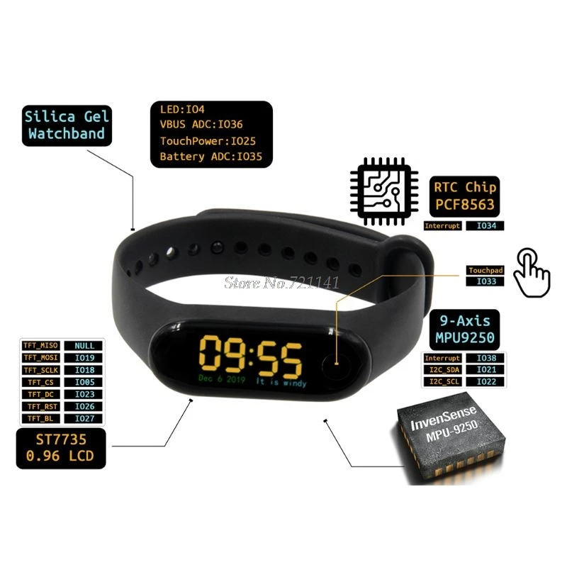 T-Wristband DIY программируемый умный Браслет ESP32-PICO-D4 основной чип 0 96 дюймов IPS экран