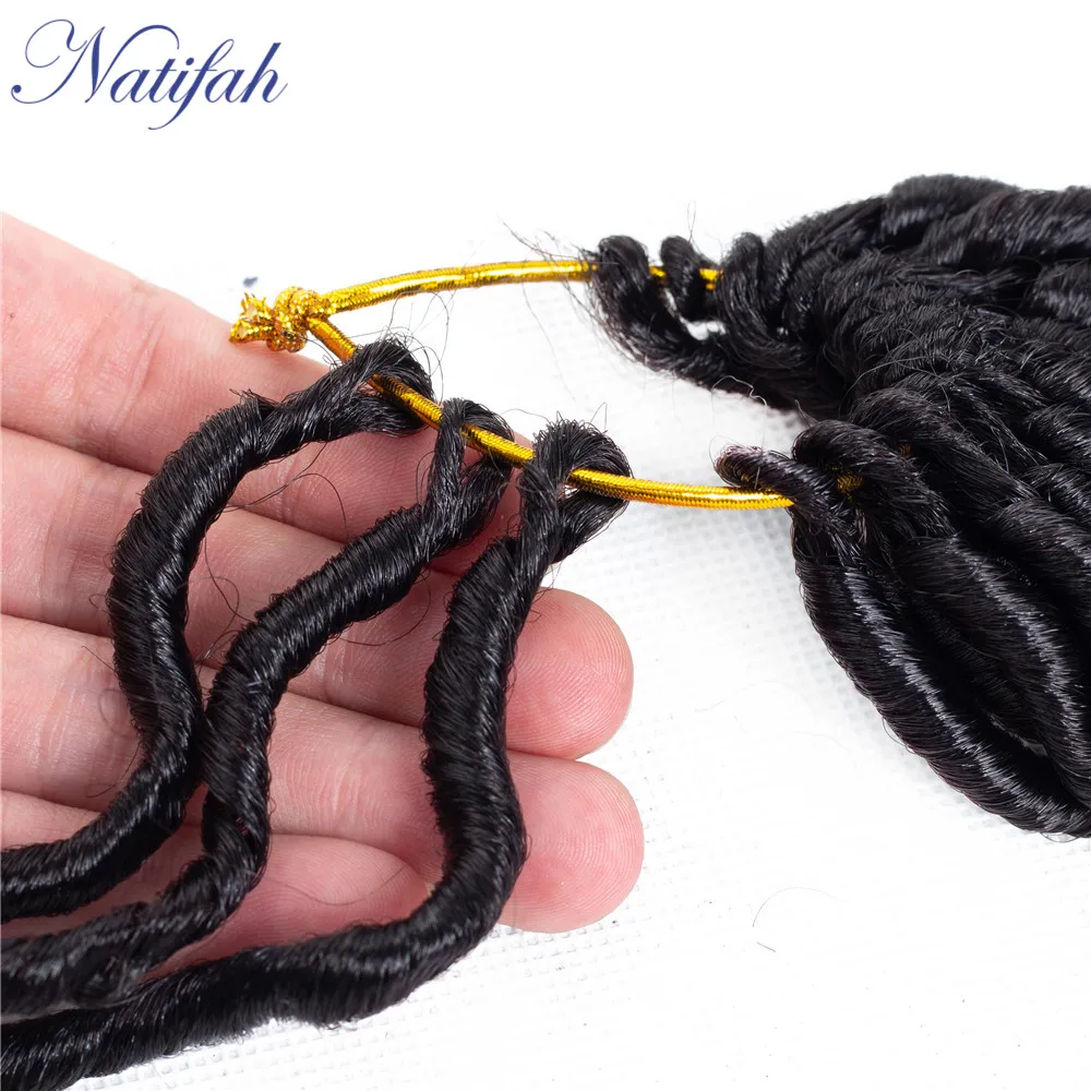 Natifah Faux locs Curly, вязанные крючком косички, волосы, синтетические дреды, наращивание волос 20 дюймов, 20 корней, блонд, черный, кудрявые косички