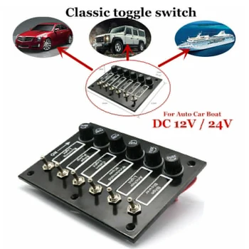 

Circuit Protection Caravan With Fuses 6 Gang Toggle Switch Panel Car Accessories On Off Auto Truck Bakelite Styling DC12V 24V
