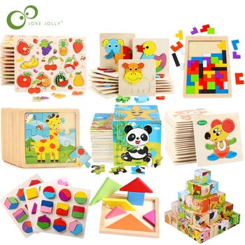 Kid Early Educational Toys Baby Hand Grasp Wooden Puzzle Toy Shape Color Animal Learning Education Child Wood Toy GYH 1
