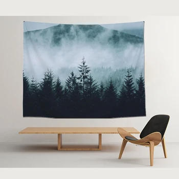 

Forest Tapestry Wall Hanging Landscape Foggy Forest Tapestries HD Printed Tree Natural Scenery Tapestry Living Room Decor JF22