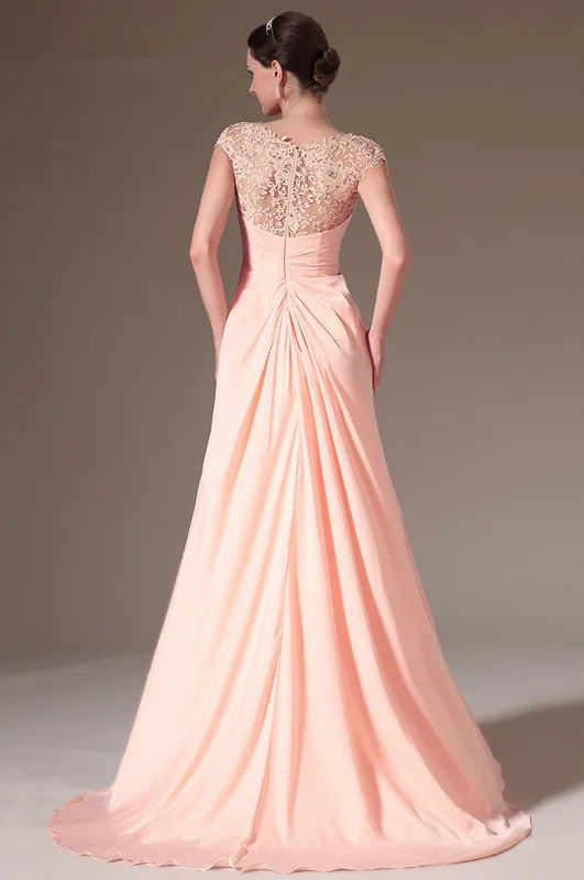 Free-Shipping-Popular-Lace-Top-Cap-Sleeve-Pink-Chiffon-Evening-Dresses (1)