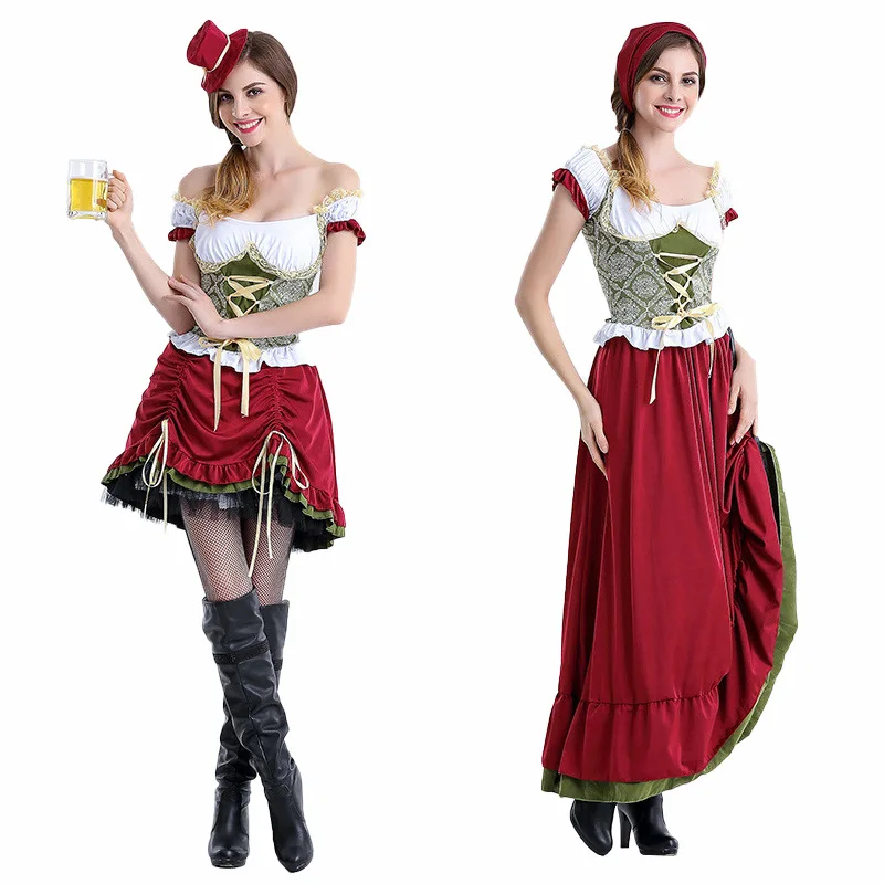 

Germany Oktoberfest Costume Beer Girl Costume Halloween Stage Costume Bar Ding Dong Overalls halloween costumes for women