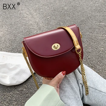 

[BXX] Small PU Leather Crossbody Saddle Bags For Women 2020 Shoulder Messenger Bag Female Travel Chain Handbags and Purses HL910